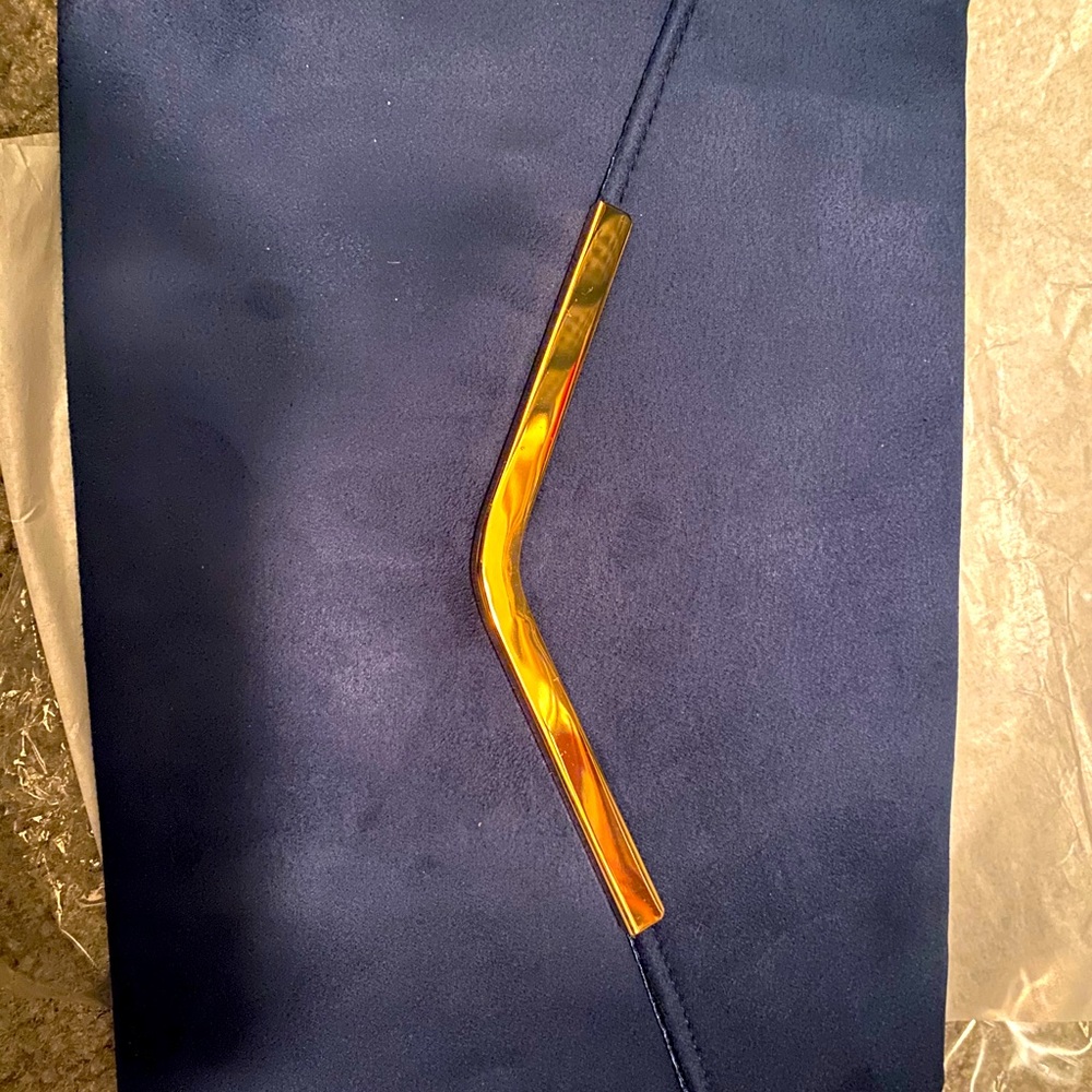 Navy suede wristlet